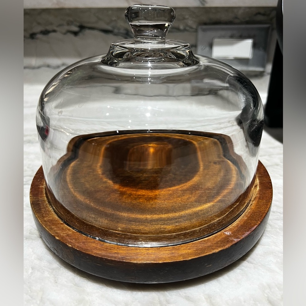 MCM Vintage Wood and Glass Dome Clochet